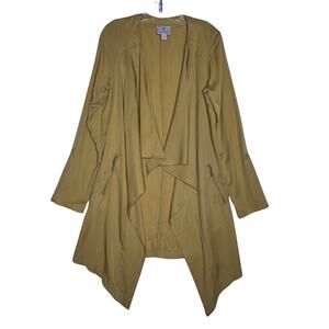 Eliane Rose Open Front Draped 100% Tencel Jacket Yellow Womens Medium